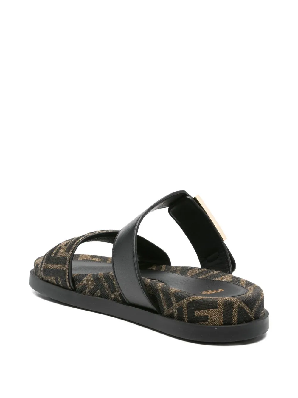 FENDI Double Strap Leather Sandals for Women - FW25 Collection Flat Winter Shoes