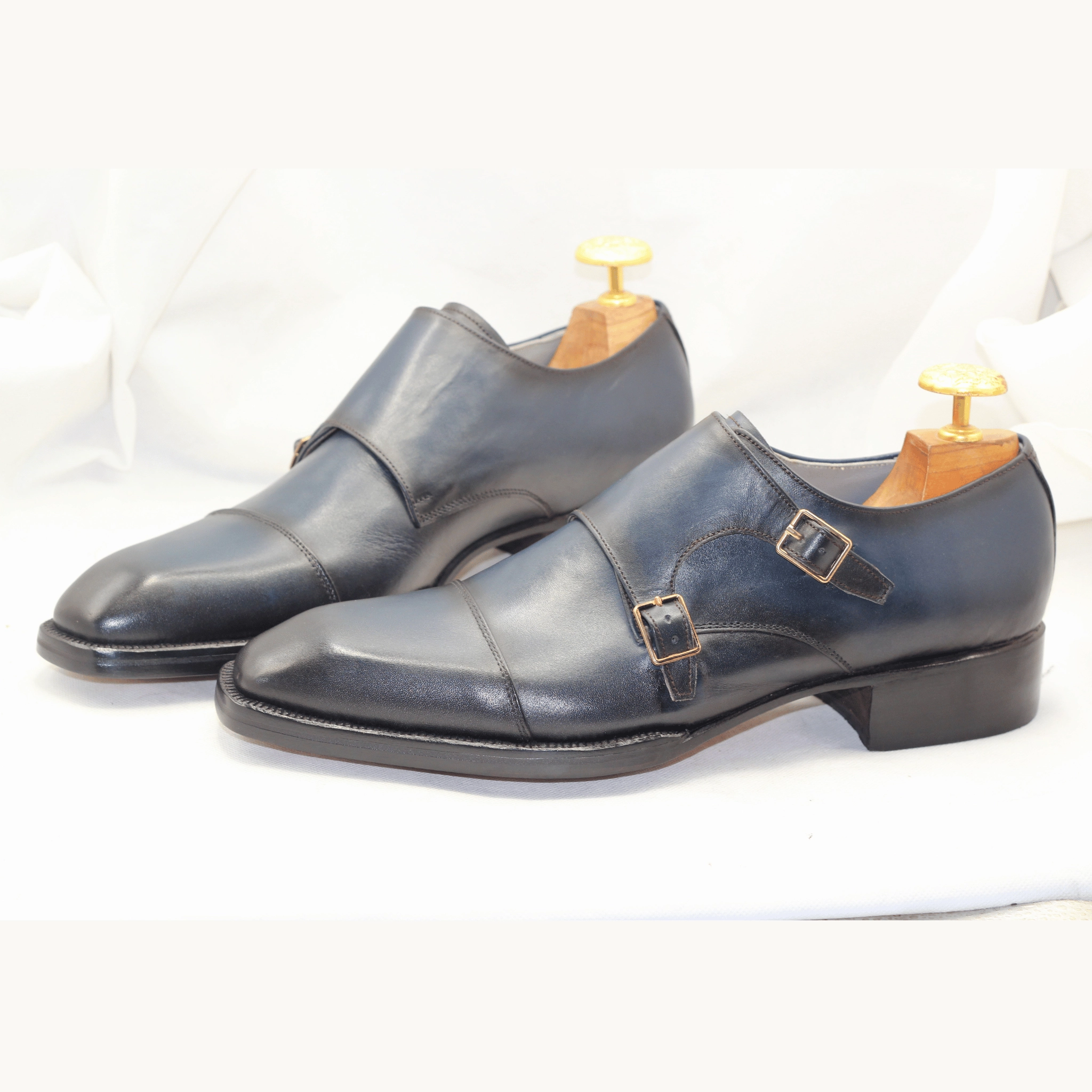 Owens Boots Men's Classic Black Leather Double Monk Strap Shoes Handcrafted Italian-Style Double Monk Dress Shoes Premium Quality Formal Footwear