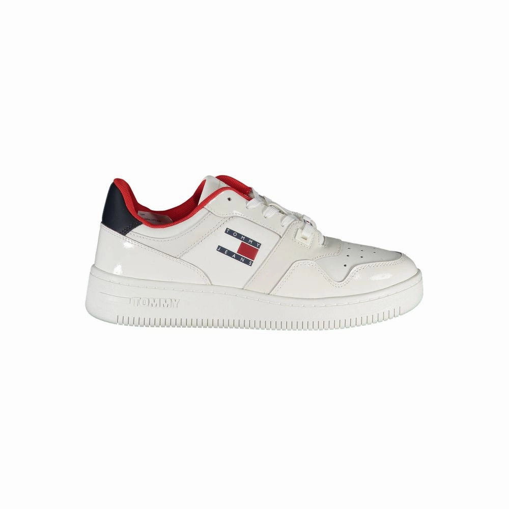 Tommy Hilfiger White Leather Women Sneaker Silver Sneakers Card