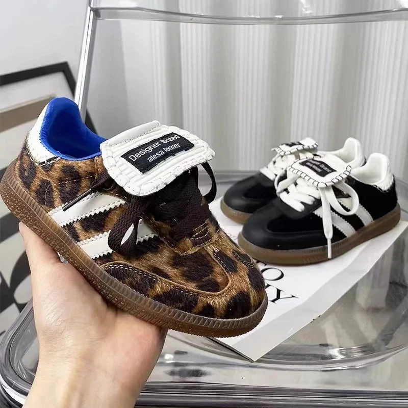 Edema Sneakers MOF Kids leopard print horse hair silver & black leather sneakers
