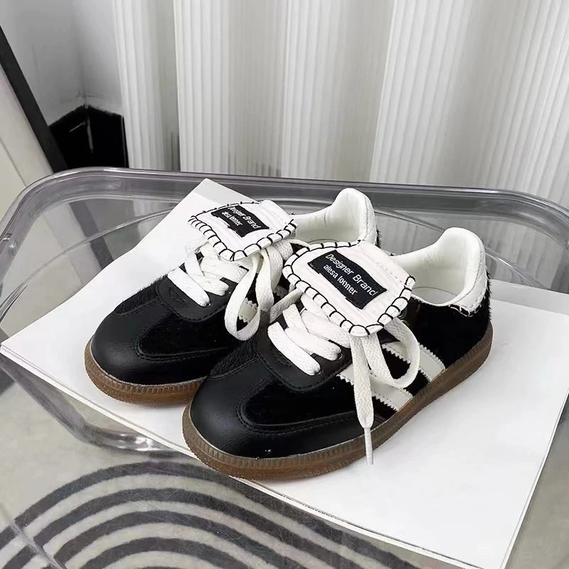 Lifetime Fitness Sneakers MOF Kids leopard print horse hair silver & black leather sneakers