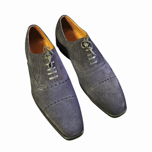 Custom-Made Shoes Handmade Bespoke Shoes Premium Quality Gray Suede Toe Cap Lace Up Oxford Mens Wedding Shoes Mens Dress Shoes Fringe Moccasin Boots