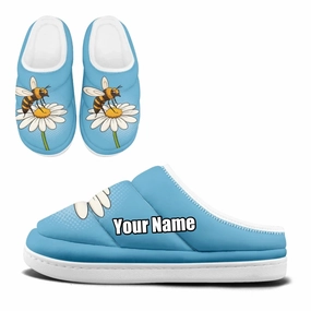 Cute Cartoon Bee & Daisy Padded Slippers, Whimsical Pop Art Garden Themed House Shoes FN057-25009067 Coraline Cat Slippers