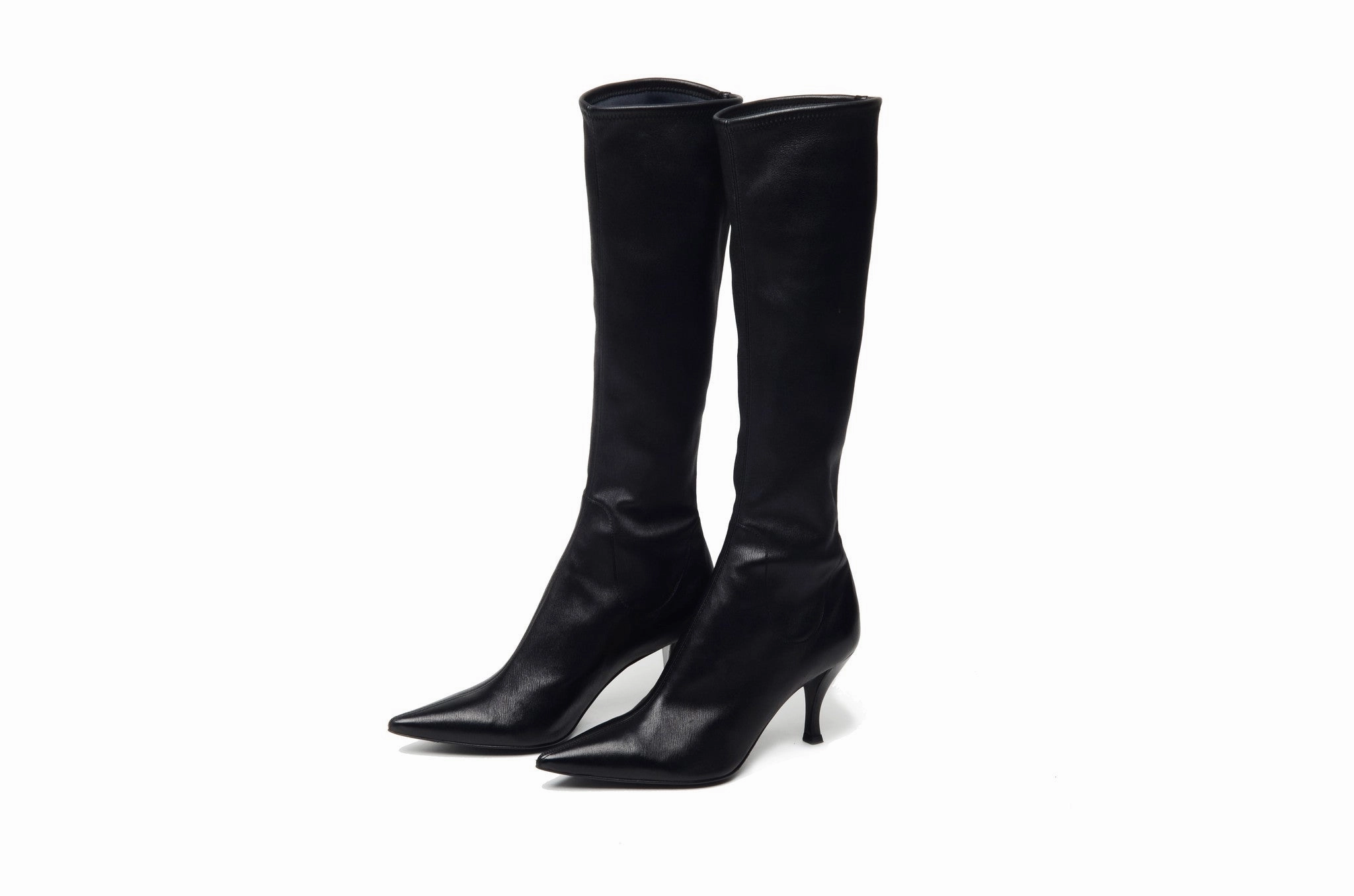 Cool Cowboy Boots Sergio Rossi - Black Leather Pointed Toe Knee High Boots - IT 38