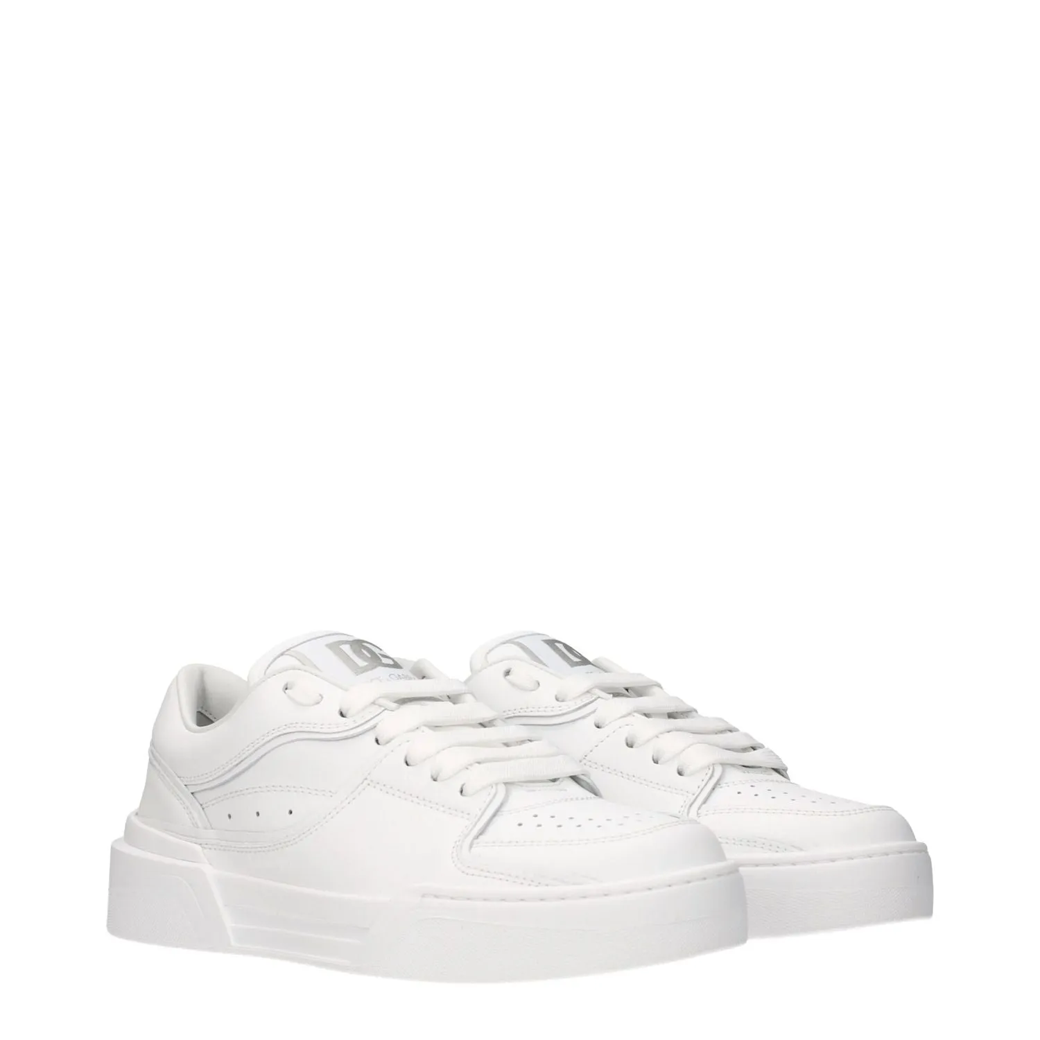 Flat Shoes Brand Dolce & Gabbana White Leather Low Top Sneakers