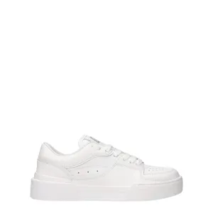 Dolce & Gabbana White Leather Low Top Sneakers Cute Dressy Flat Shoes