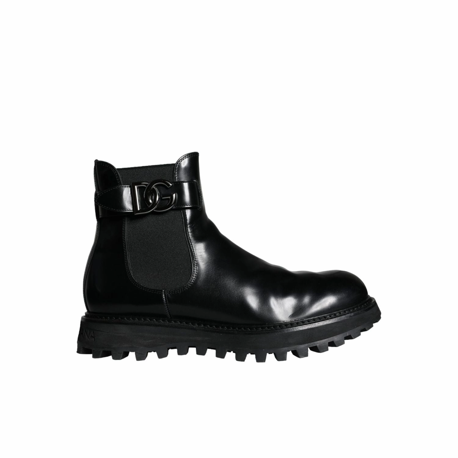 Military Surplus Combat Boots Dolce & Gabbana Black Belted DG Logo Men Chelsea Boots Shoes