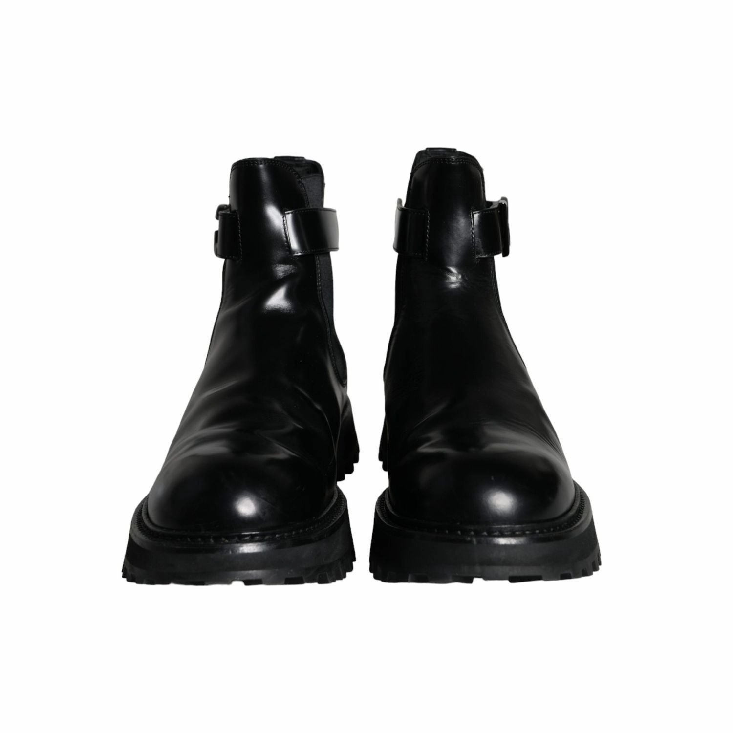 Waterproof Military Boots Dolce & Gabbana Black Belted DG Logo Men Chelsea Boots Shoes