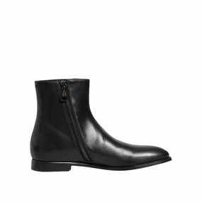 Chunky Knee High Boots Dolce & Gabbana Black Leather Mid Calf Men Boots Shoes