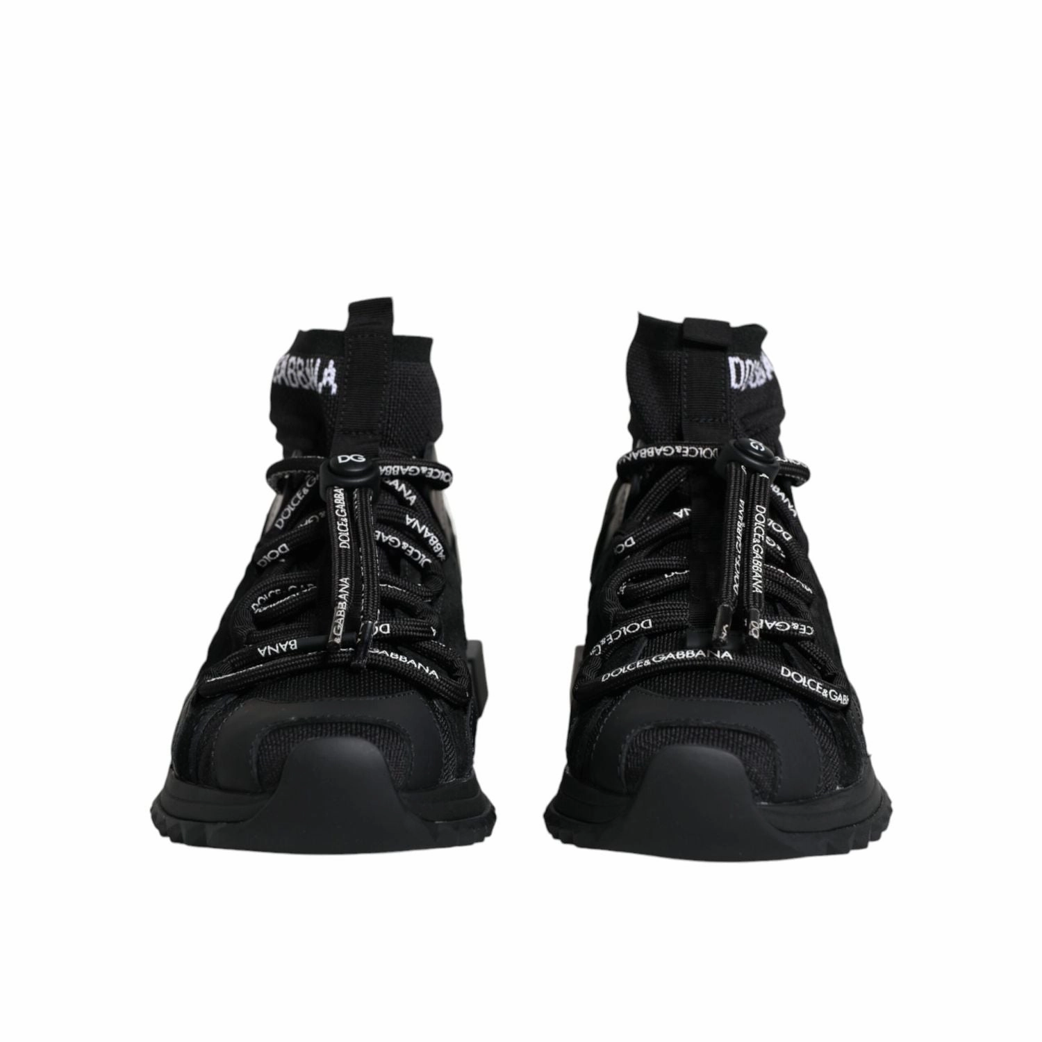 Dolce & Gabbana Black Sorrento Socks Logo Sneakers Shoes Wash Sneakers In Washer