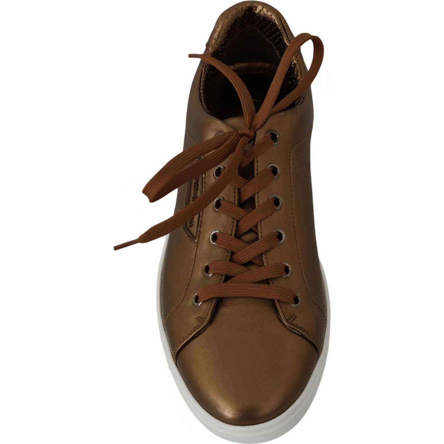 Dolce & Gabbana Gold Leather Mens Casual Sneakers Socks With Casual Shoes