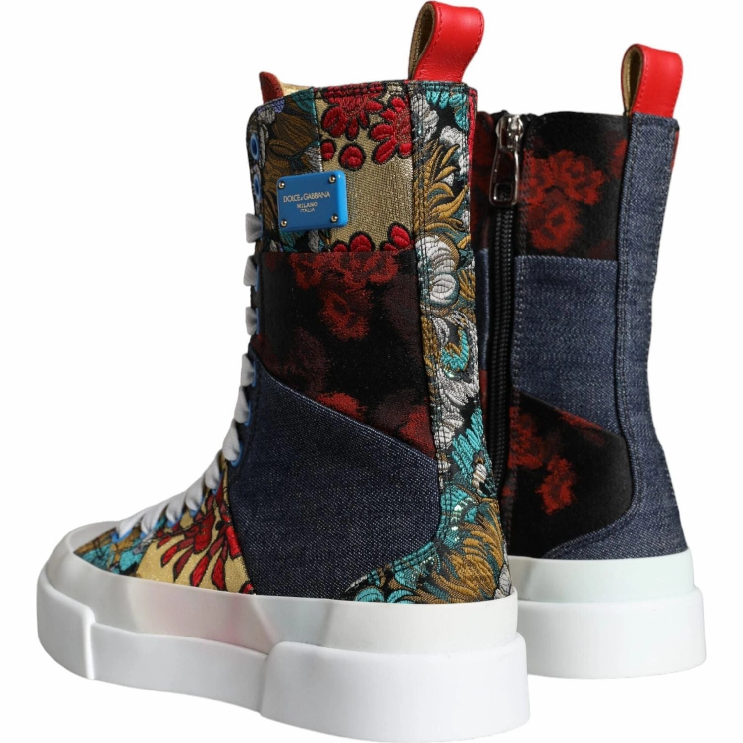 Chocolate Sneakers Dolce & Gabbana Multicolor Patchwork Logo High Top Sneakers Shoes