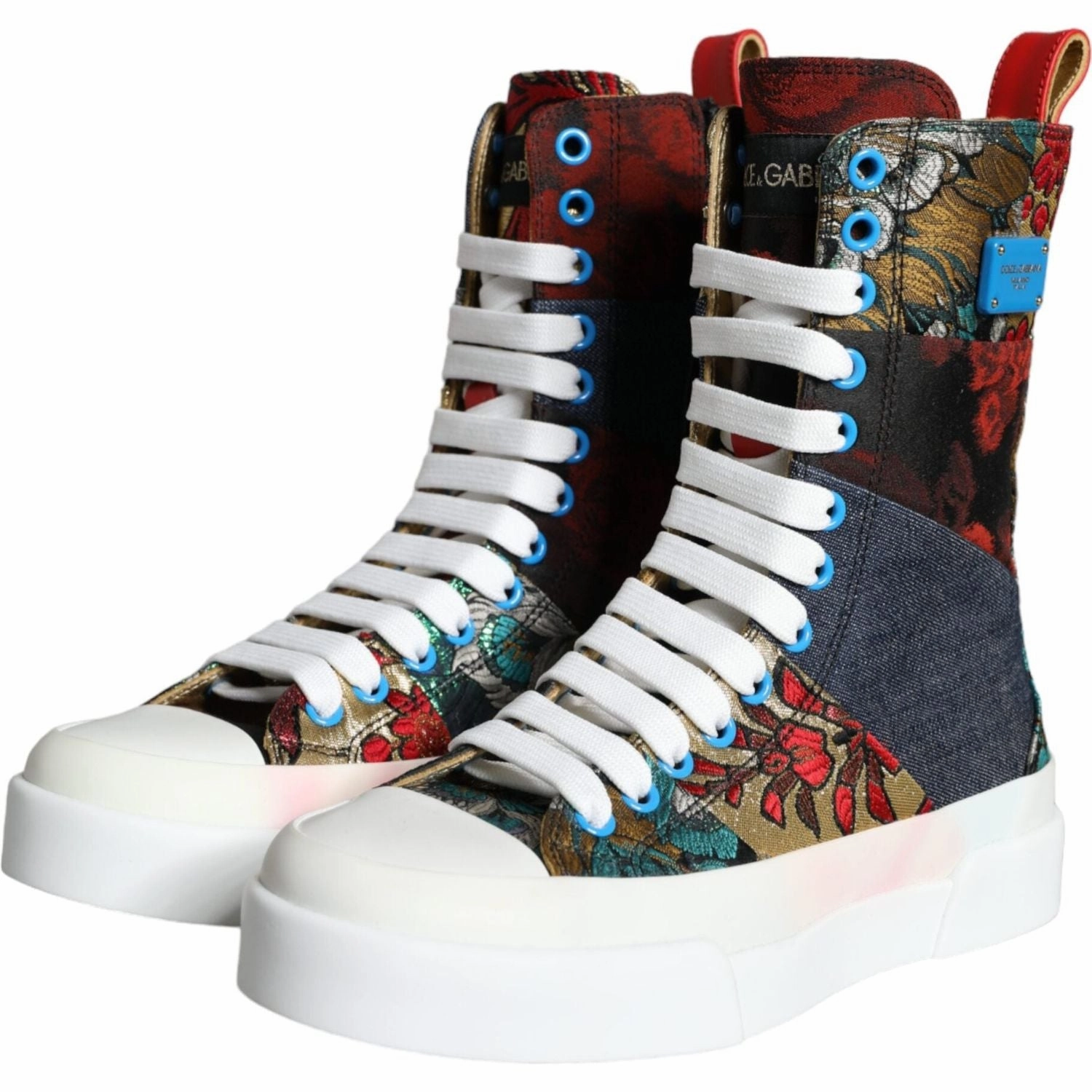 Dolce & Gabbana Multicolor Patchwork Logo High Top Sneakers Shoes Balenciaga Socks Sneakers