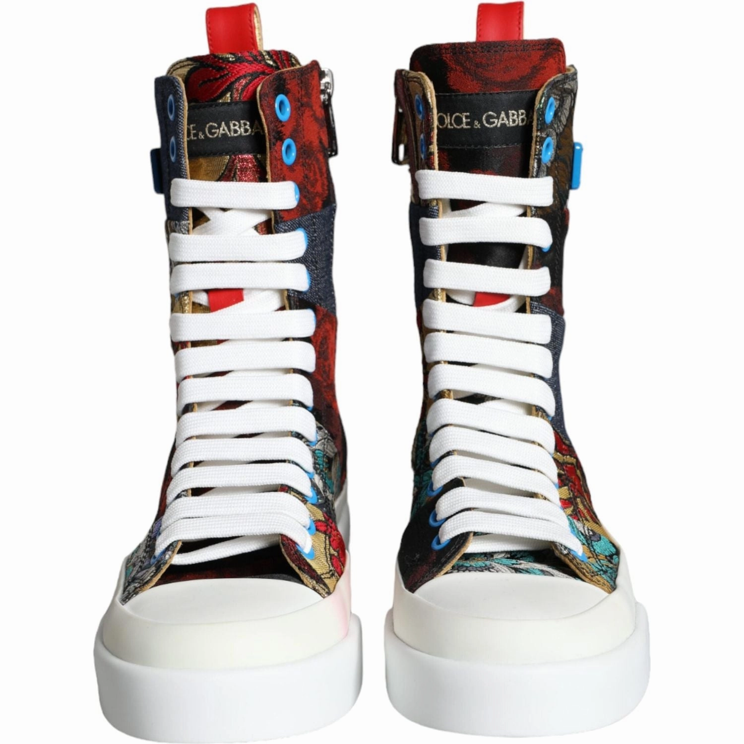 Dolce & Gabbana Multicolor Patchwork Logo High Top Sneakers Shoes Top Most Comfortable Sneakers