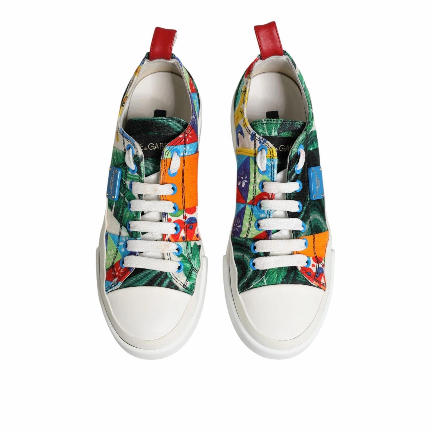 Dolce & Gabbana Multicolor Patchwork Low Top Sneakers Shoes Sneakers Slip On Rhinestones