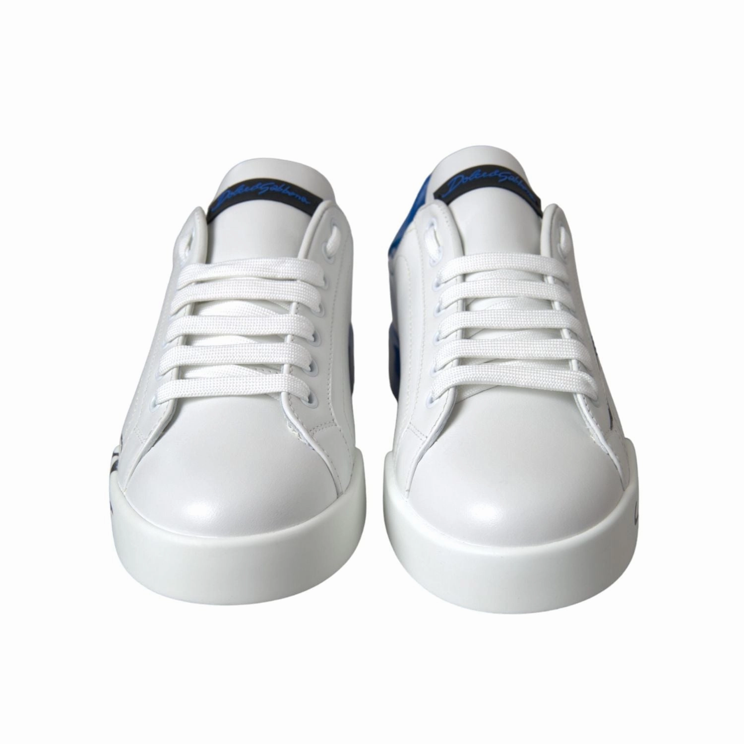 Norway Casual Shoes Dolce & Gabbana White Blue Leather Logo Low Top Sneakers Shoes