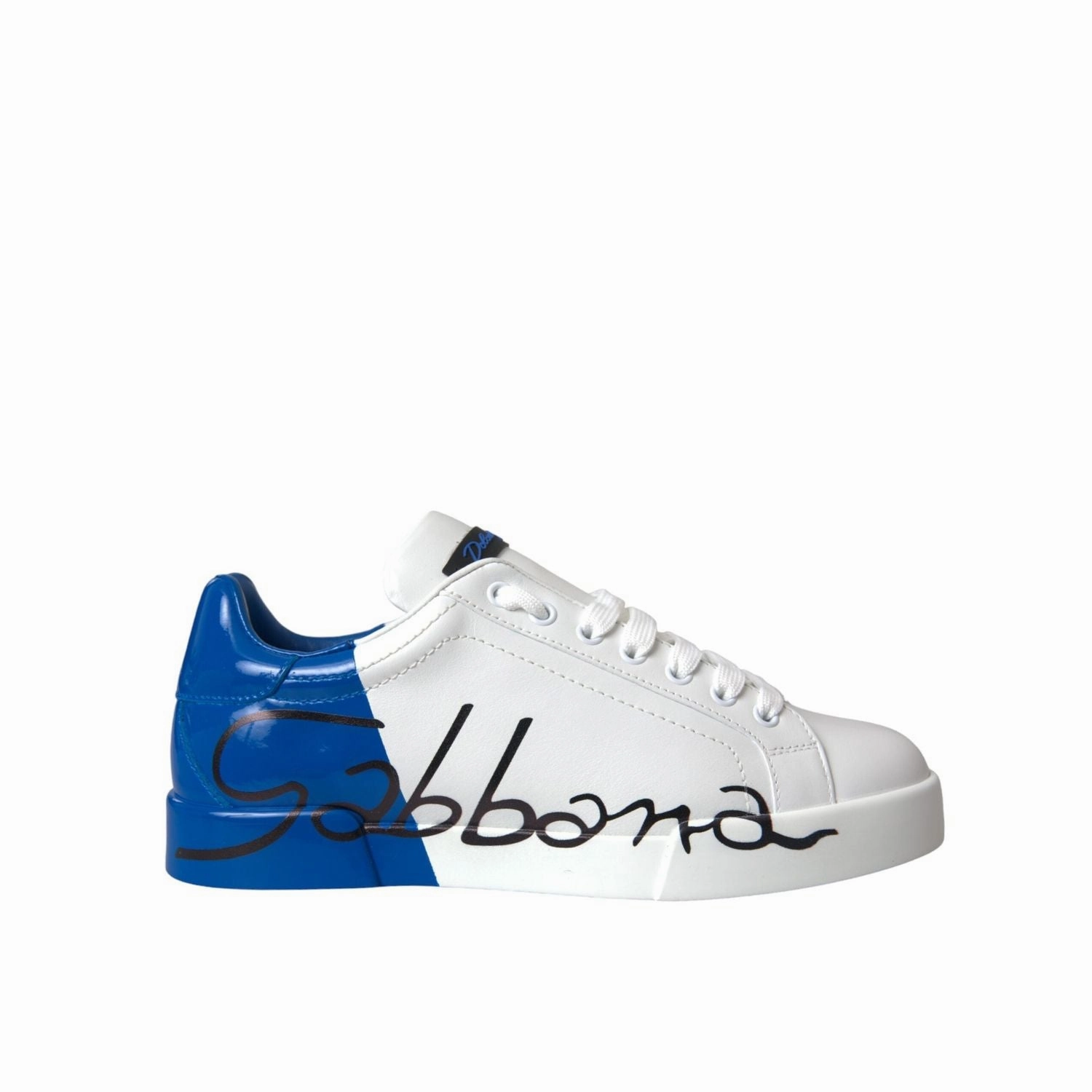 Casual Canvas Shoes Dolce & Gabbana White Blue Leather Logo Low Top Sneakers Shoes