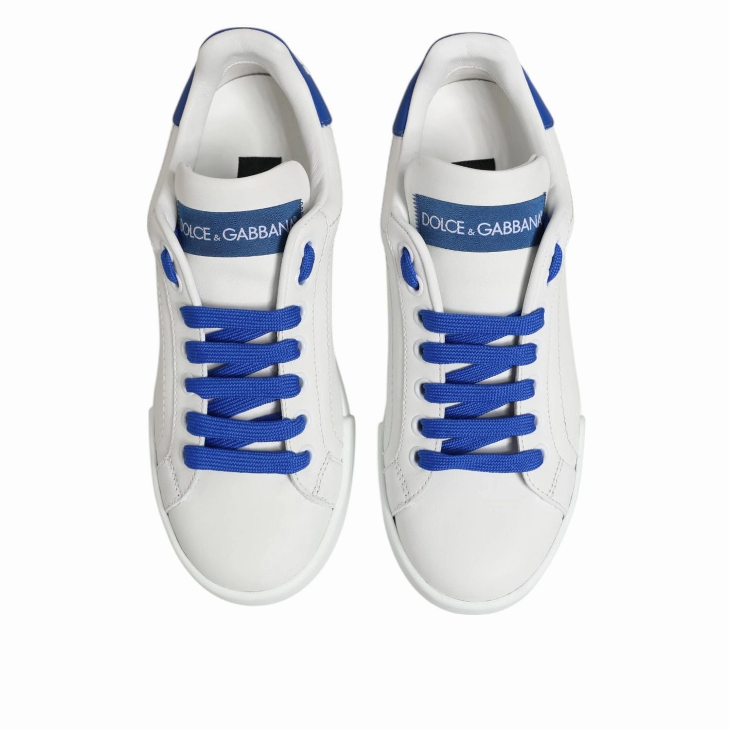Slippers That Look Like Sneakers Dolce & Gabbana White Blue Leather Low Top Sneakers Shoes