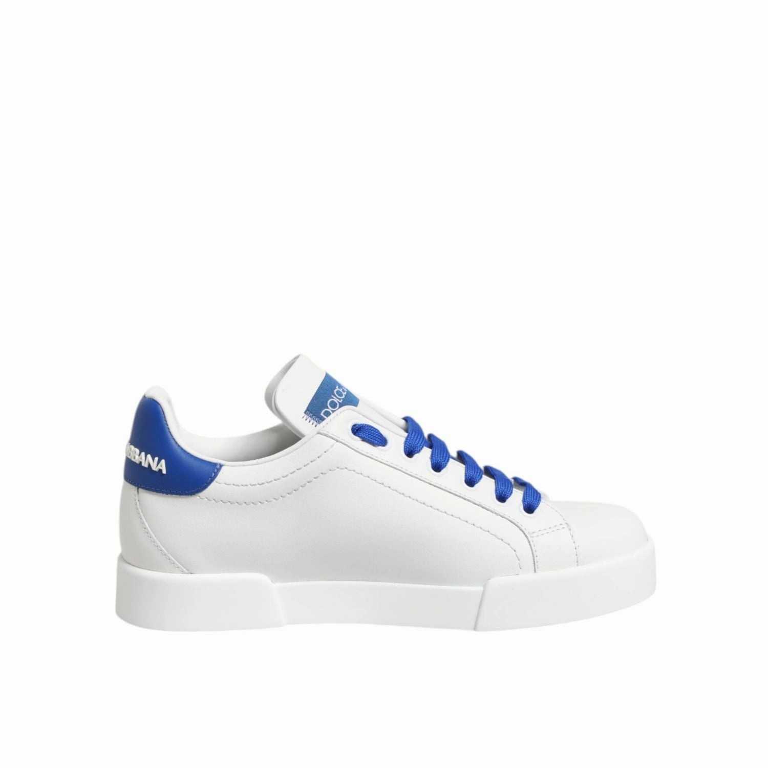 Dolce & Gabbana White Blue Leather Low Top Sneakers Shoes Best Walking Sneakers For High Arches