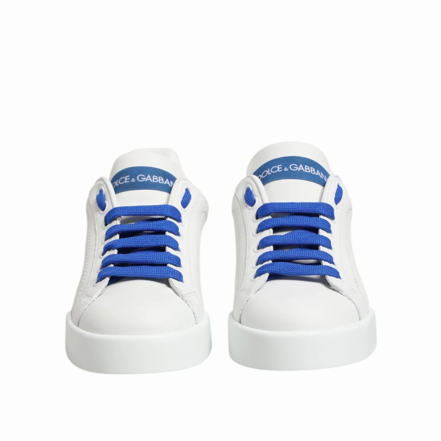 Dolce & Gabbana White Blue Leather Low Top Sneakers Shoes Best Comfortable Sneakers