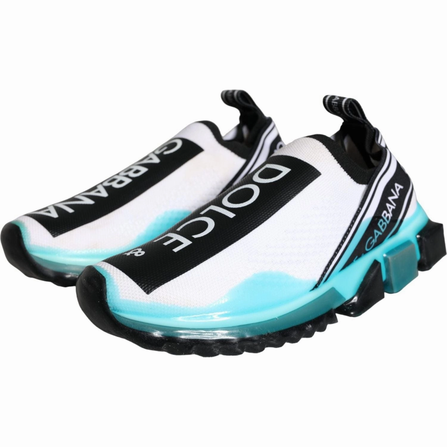 Dolce & Gabbana White Blue Slip On Sorrento Sneakers Shoes Sneakers To Wear With Jeans