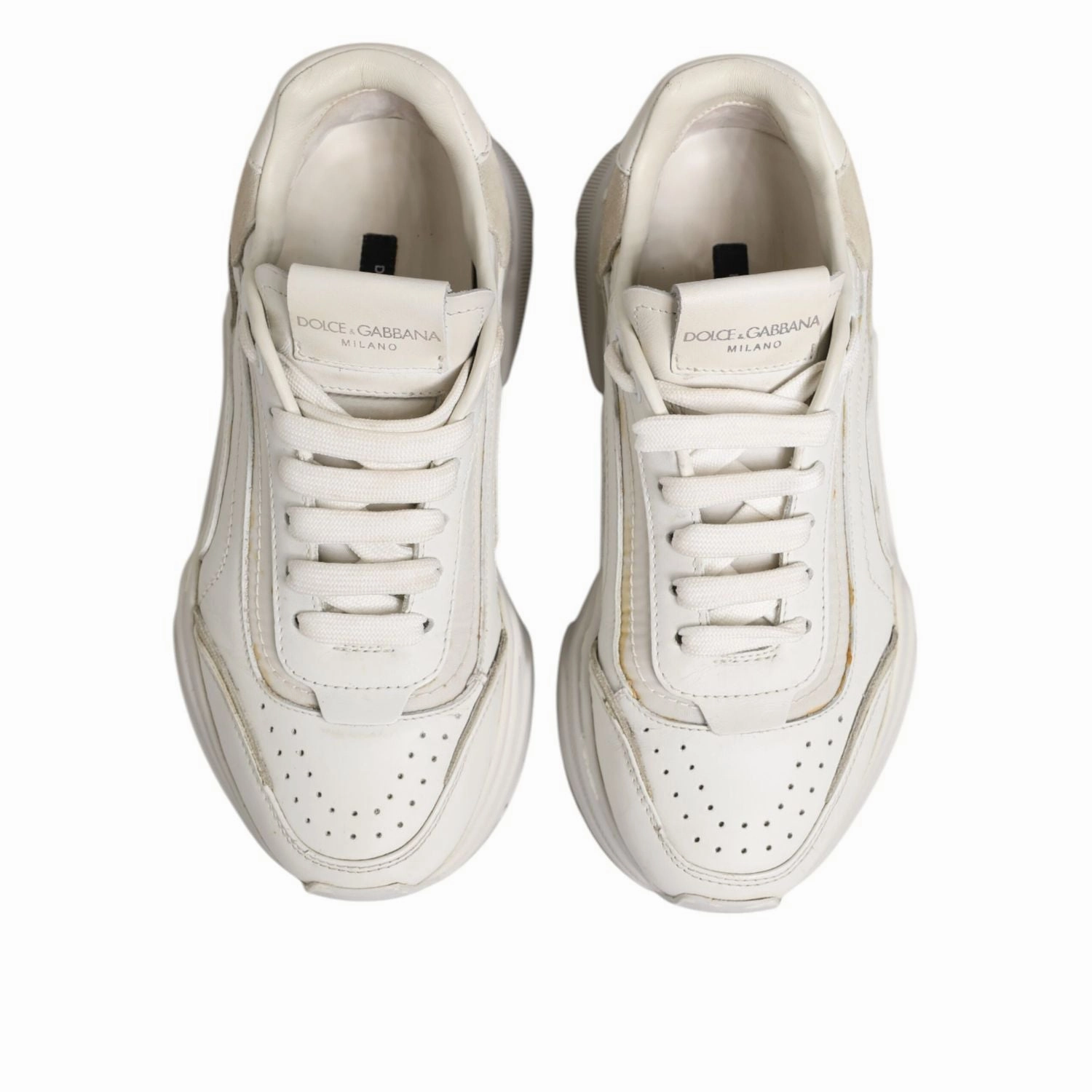 Dolce & Gabbana White DAYMASTER Calf Leather Sneakers Shoes Sneakers With Star On Side