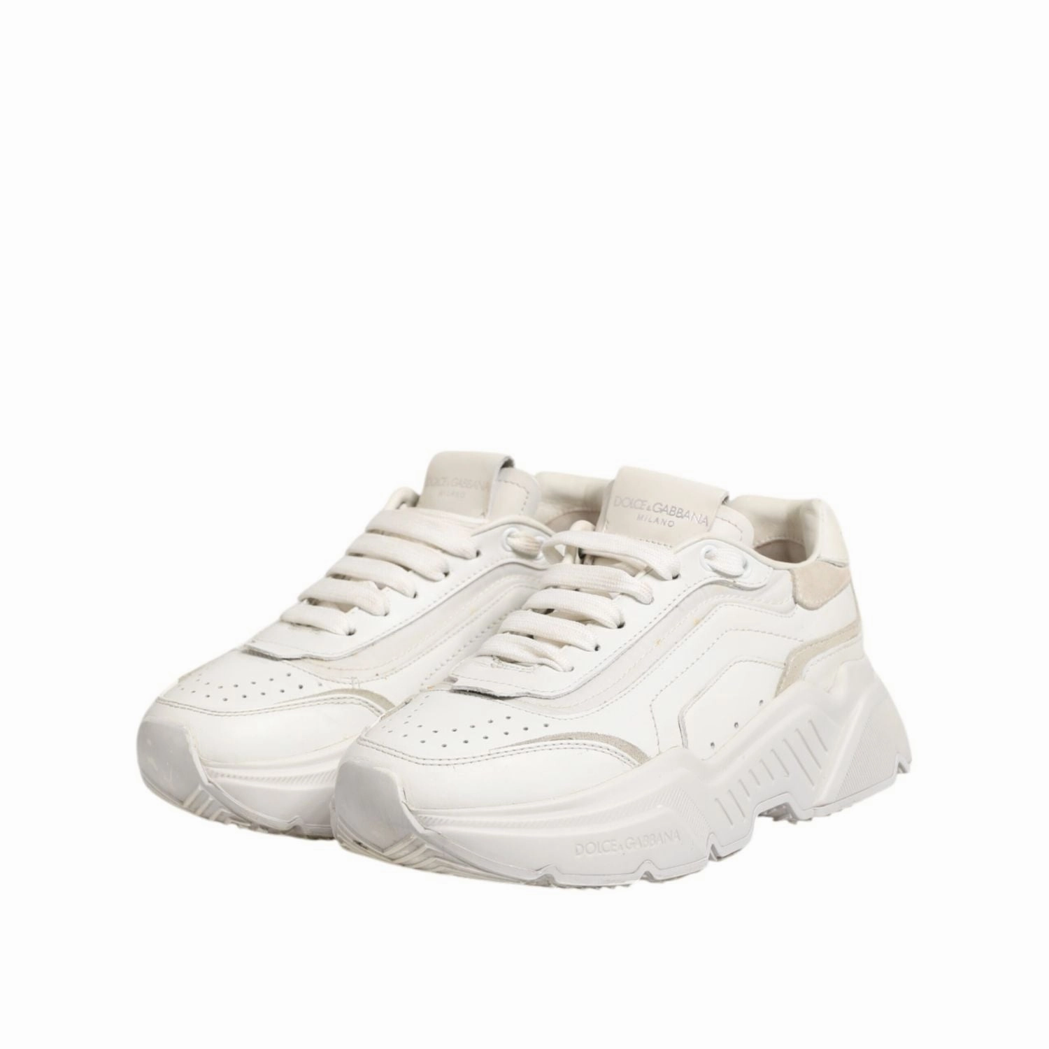 Dolce & Gabbana White DAYMASTER Calf Leather Sneakers Shoes Best Flat Foot Sneakers