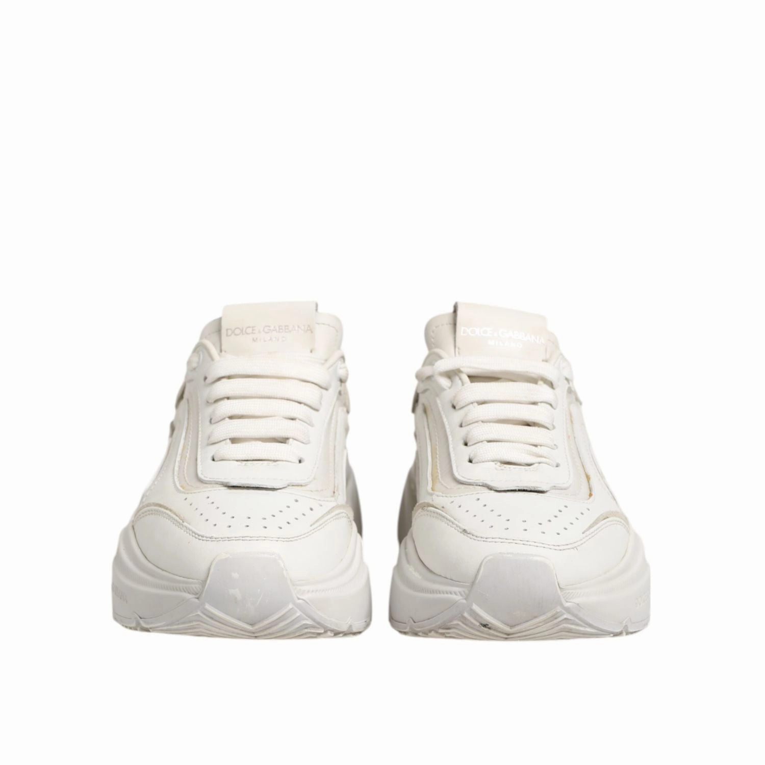 Dolce & Gabbana White DAYMASTER Calf Leather Sneakers Shoes Bike Sneakers