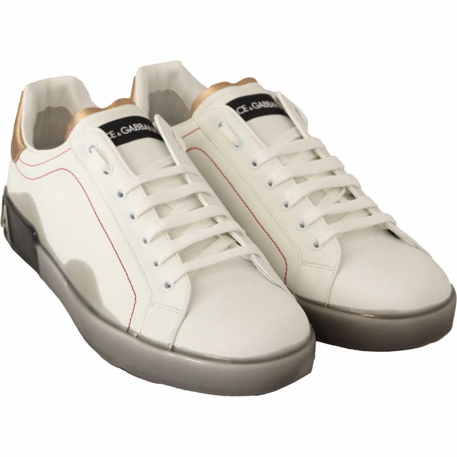 Nike P-6000 Casual Shoes Dolce & Gabbana White Gold Leather Low Top Sneakers Casual Shoes