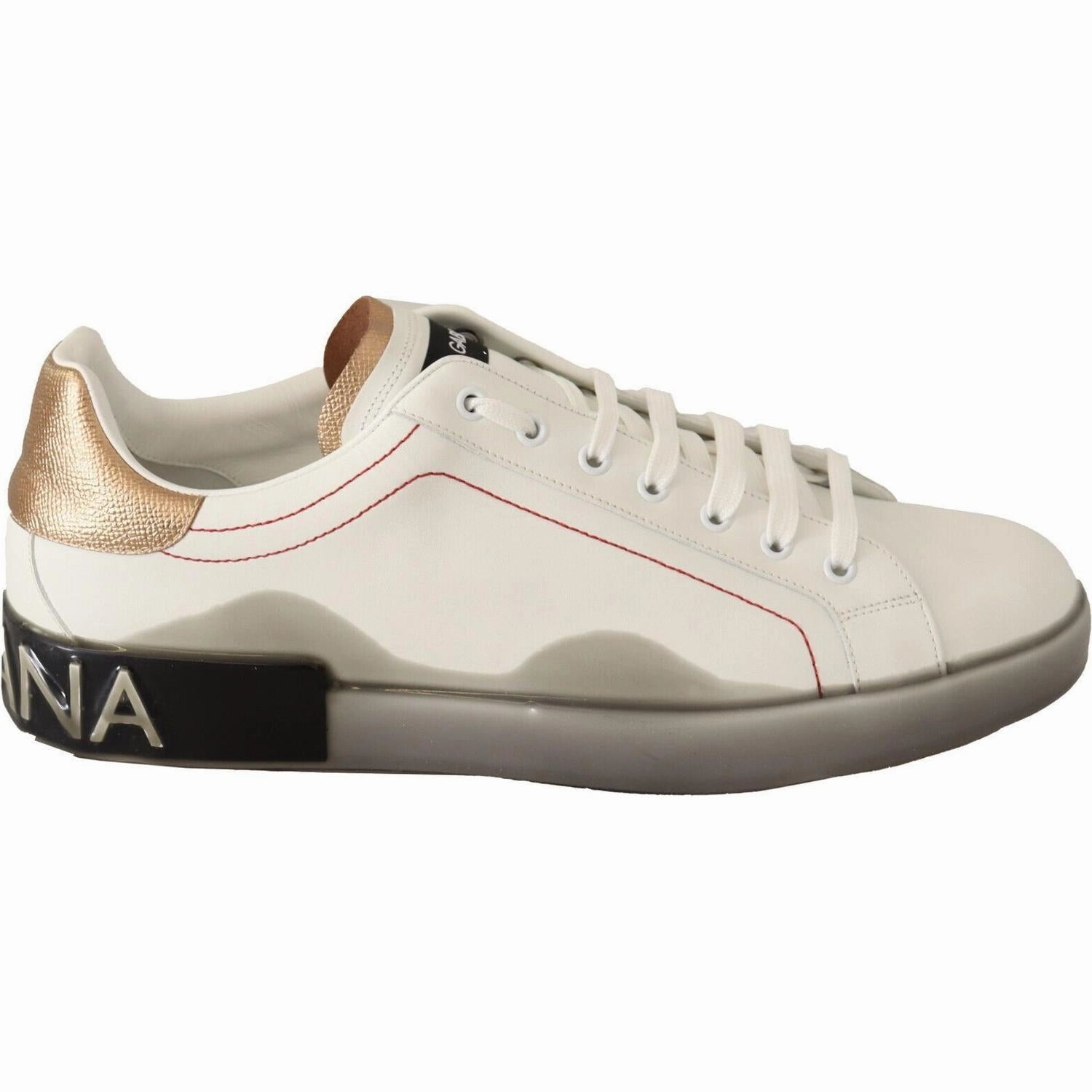 Dolce & Gabbana White Gold Leather Low Top Sneakers Casual Shoes Casual Shoes To Style With A Suit Commute