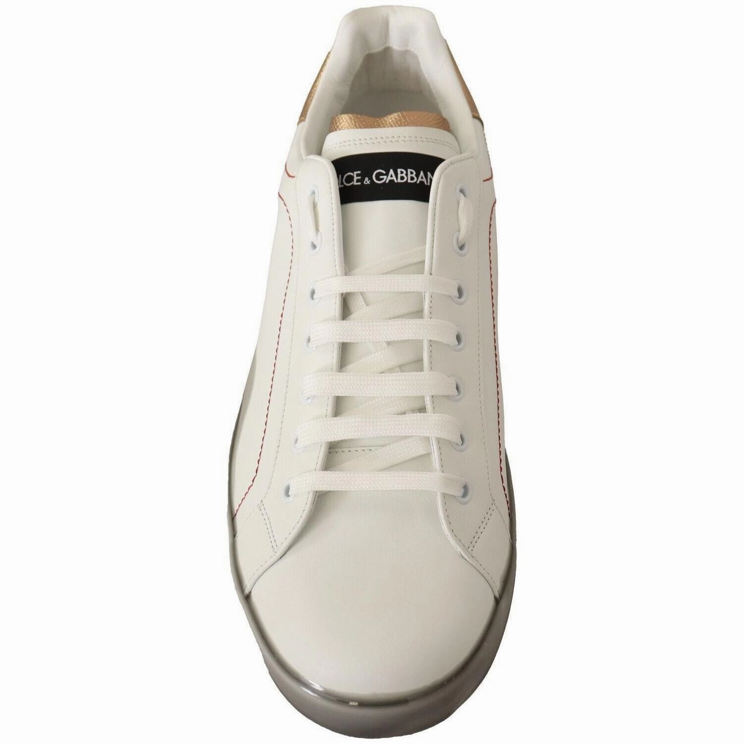 Low Ankle Casual Shoes Dolce & Gabbana White Gold Leather Low Top Sneakers Casual Shoes