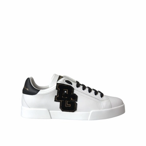 Dolce & Gabbana White Leather DG Logo Casual Low Top Sneakers Shoes Fred Perry Casual Shoes