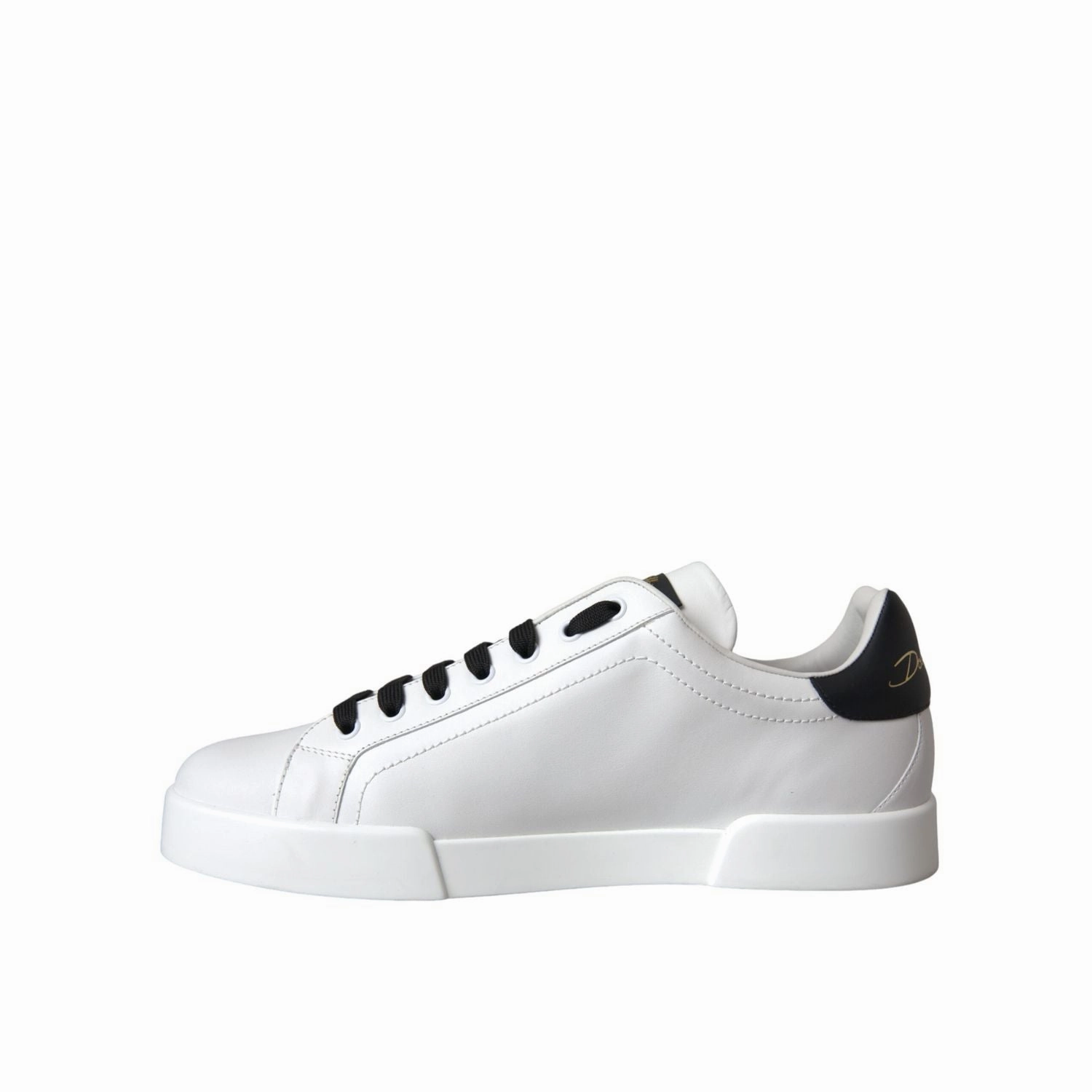 High Neck Casual Shoes Dolce & Gabbana White Leather DG Logo Casual Low Top Sneakers Shoes