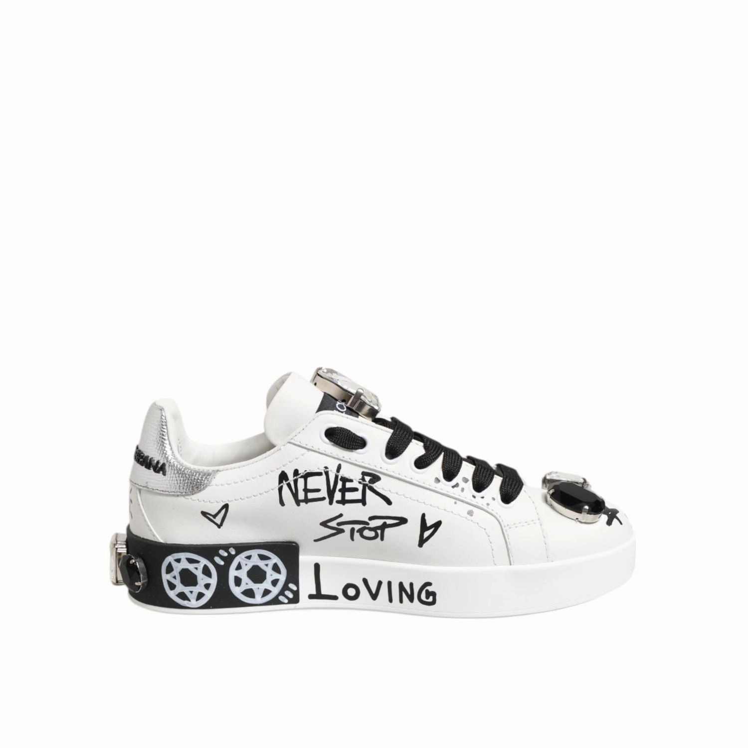 Dolce & Gabbana White Portofino Crystal Sneakers  Shoes Soho Sneakers