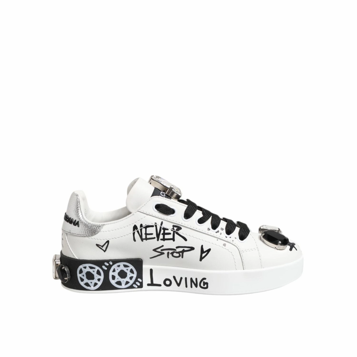 9060 Sneakers Dolce & Gabbana White Portofino Crystal Sneakers  Shoes