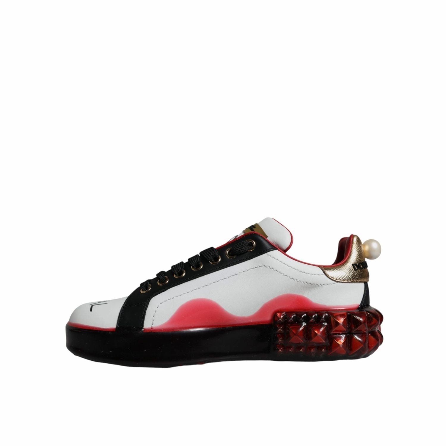 Custom Sneakers Near Me Dolce & Gabbana White Red Crystals Leather Portofino Sneakers Shoes