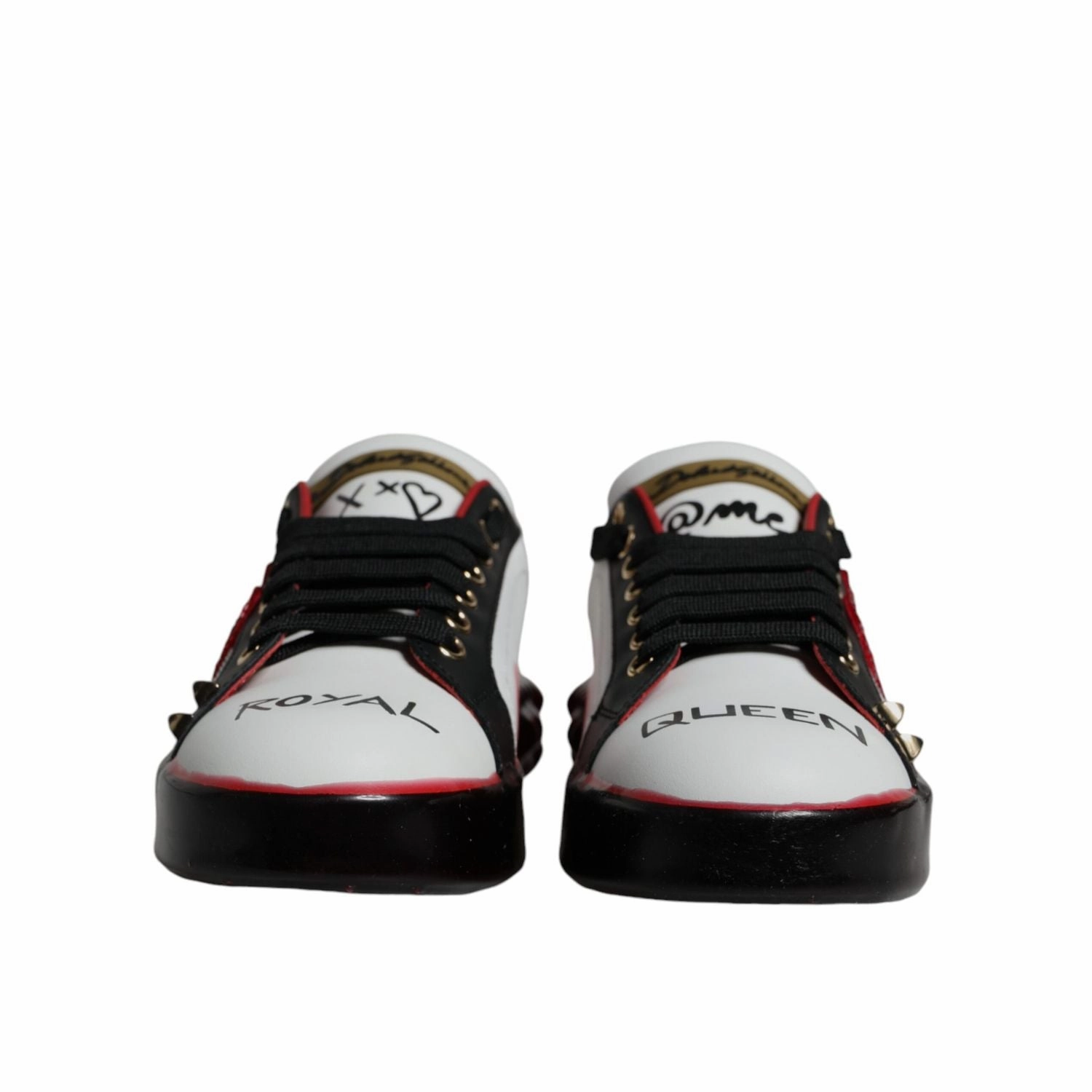 Curry Sneakers Dolce & Gabbana White Red Crystals Leather Portofino Sneakers Shoes
