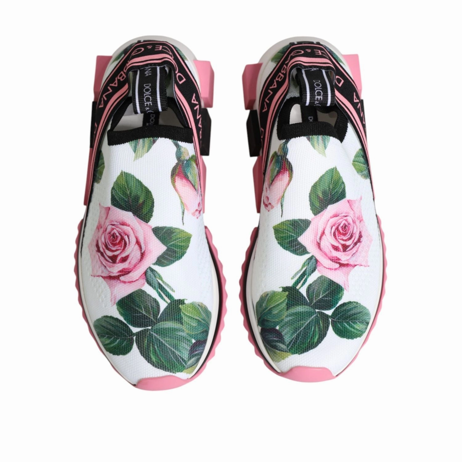 Best Sneakers For Plantar Dolce & Gabbana White Rose Print Sorrento Sneakers Shoes