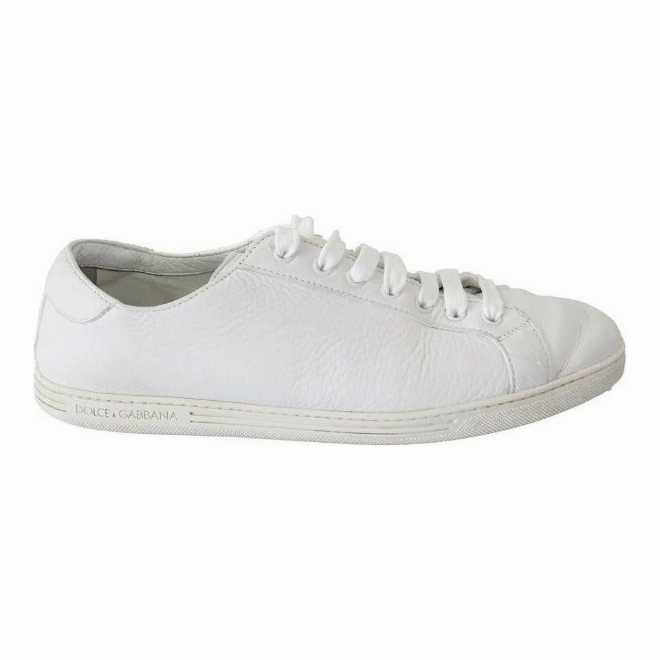 Dolce & Gabbana White Saint Tropez Lace Up Men Sneakers Men Shoes Lifting In Flat Shoes