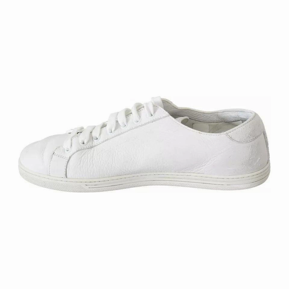 Wedding Guest Flat Shoes Dolce & Gabbana White Saint Tropez Lace Up Men Sneakers Men Shoes