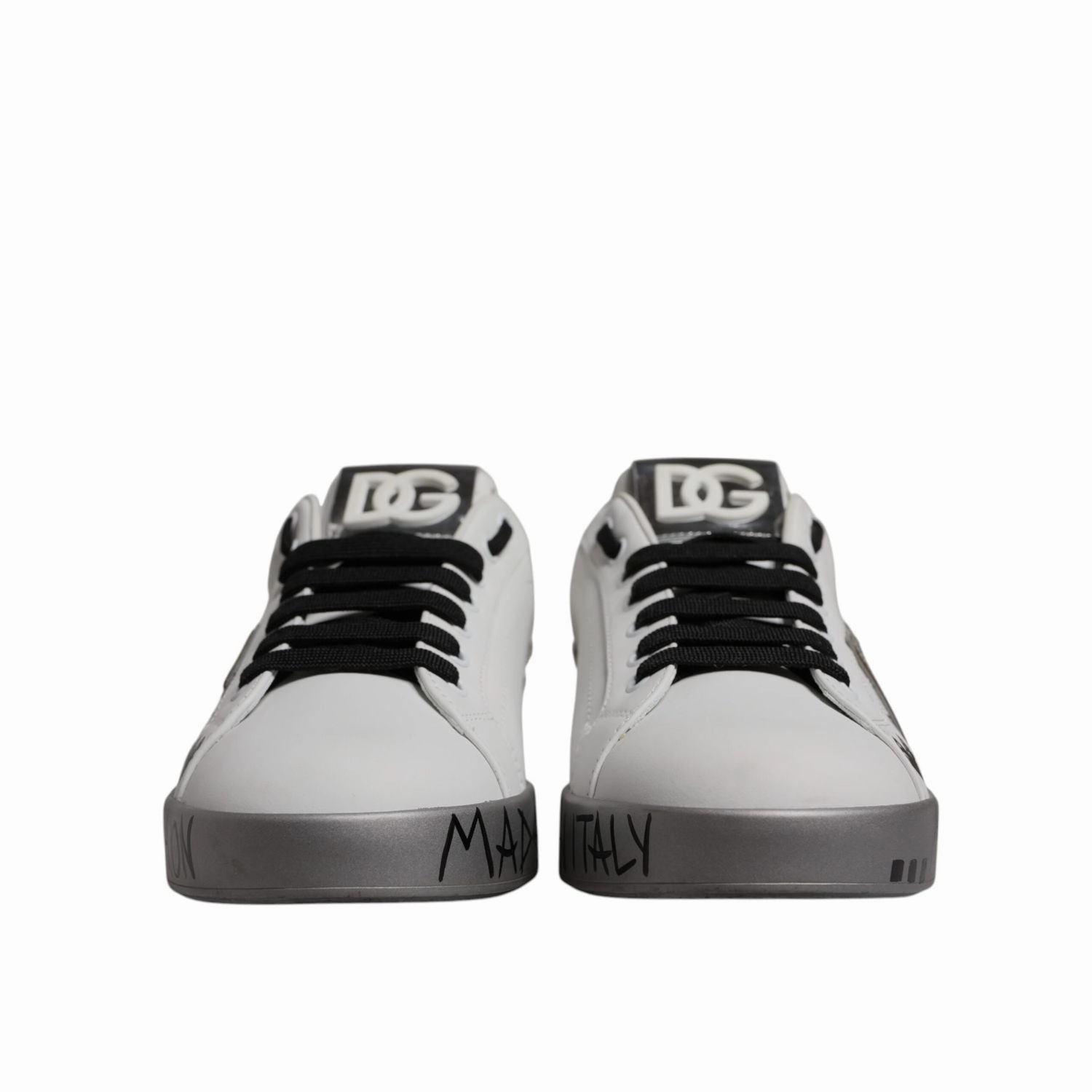 Dmx 2000 Low Casual Shoes Dolce & Gabbana White Silver Crystal Logo Portofino Sneakers Shoes