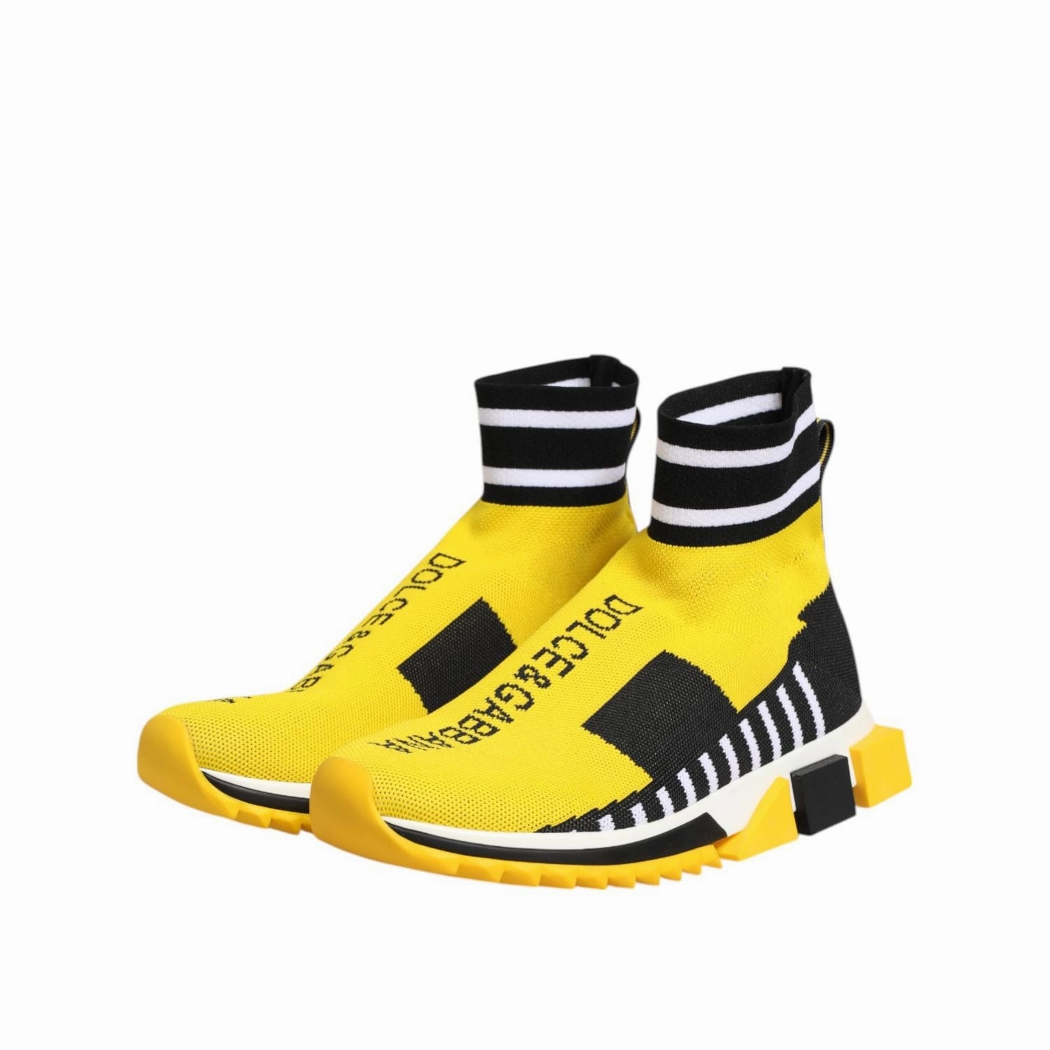 Dolce & Gabbana Yellow Black Sorrento Socks Sneakers Shoes Strawberry Sneakers