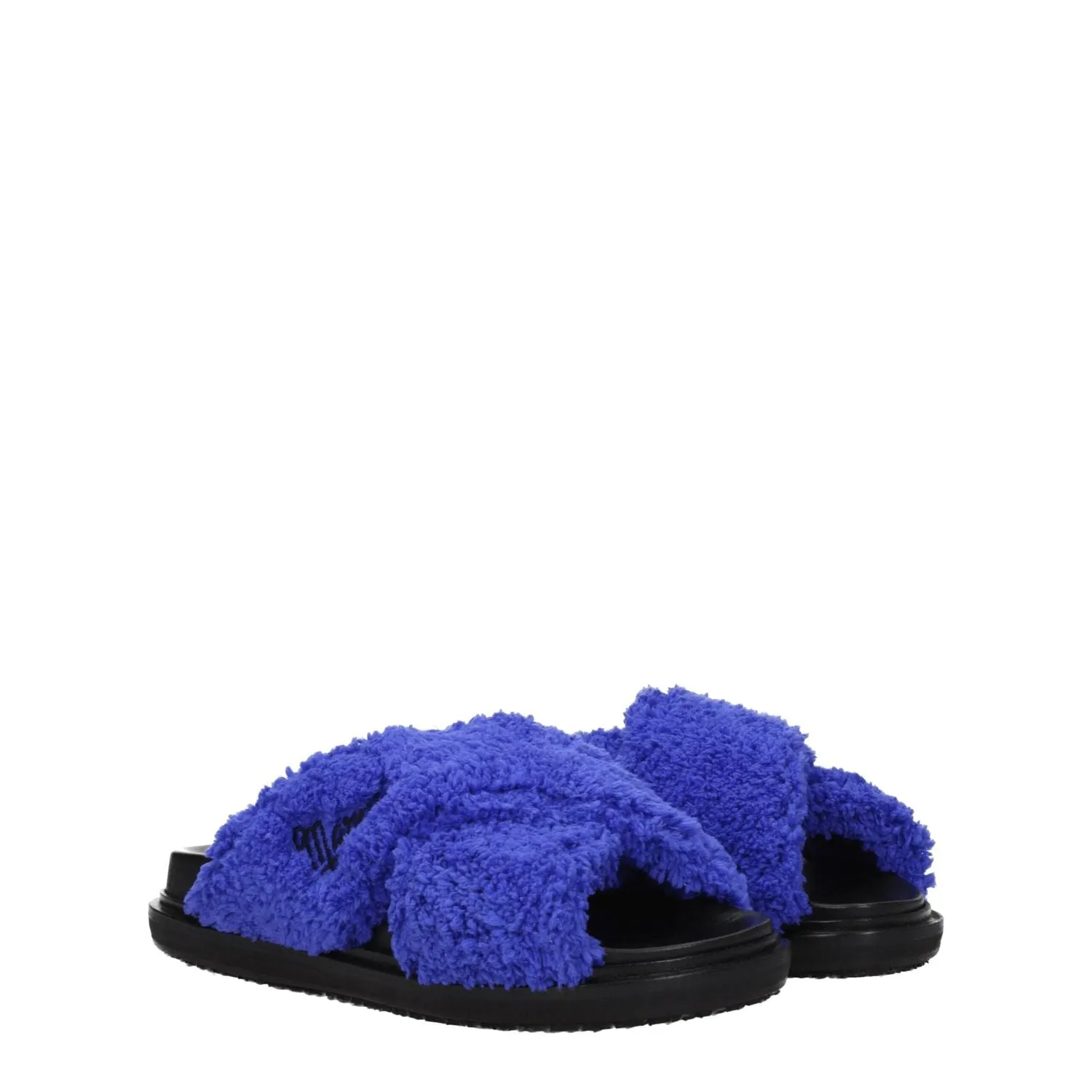 Marni Purple Fabric Slippers Squatting With Shoes