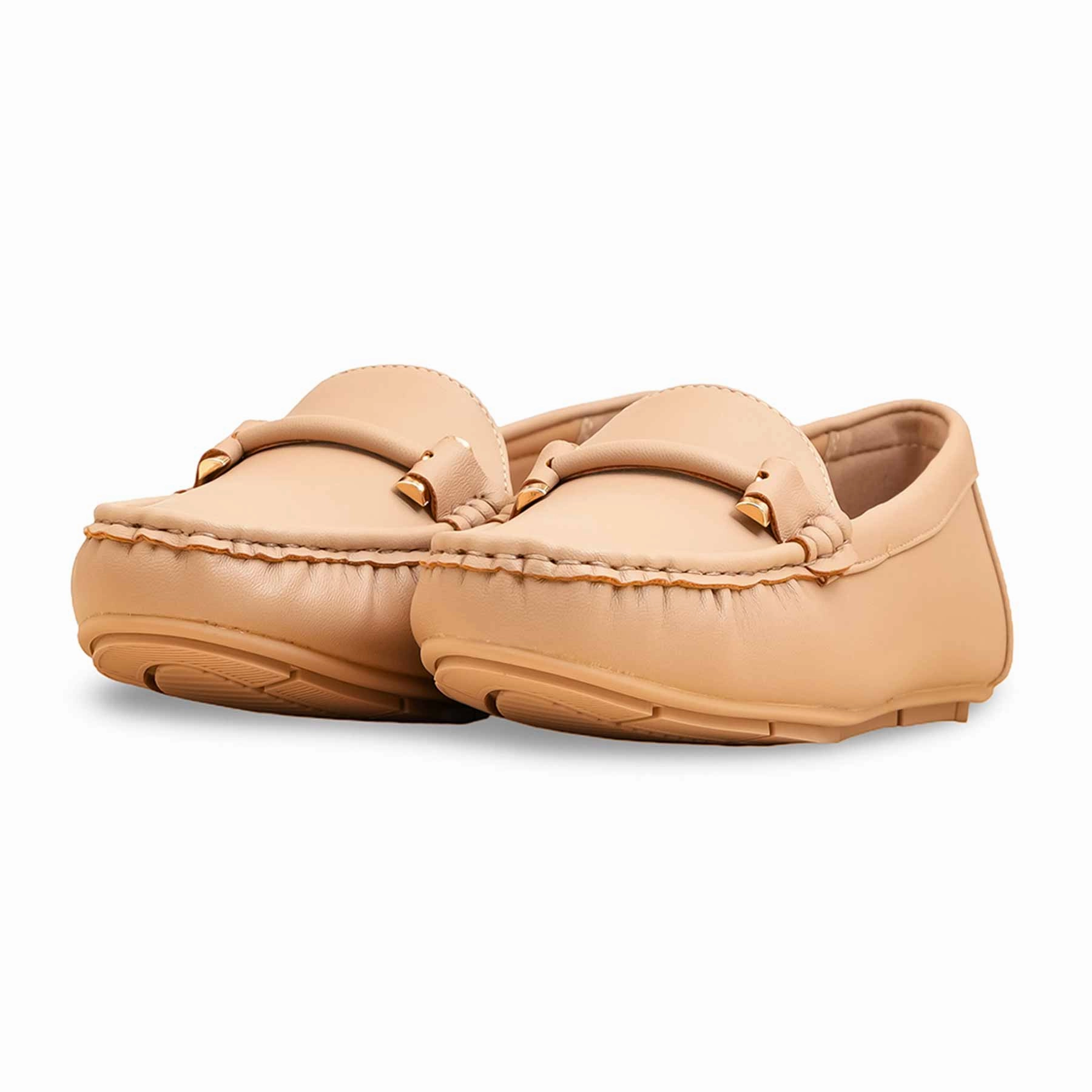 Beige Moccasin For Women WN4510 Velcro Casual Shoes