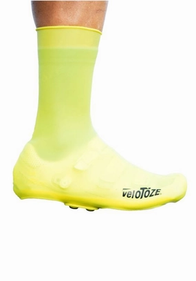 Convert Shoes To Cycling Shoes VeloToze Shoe Covers Tall Silicone With Snaps - Viz-Yellow