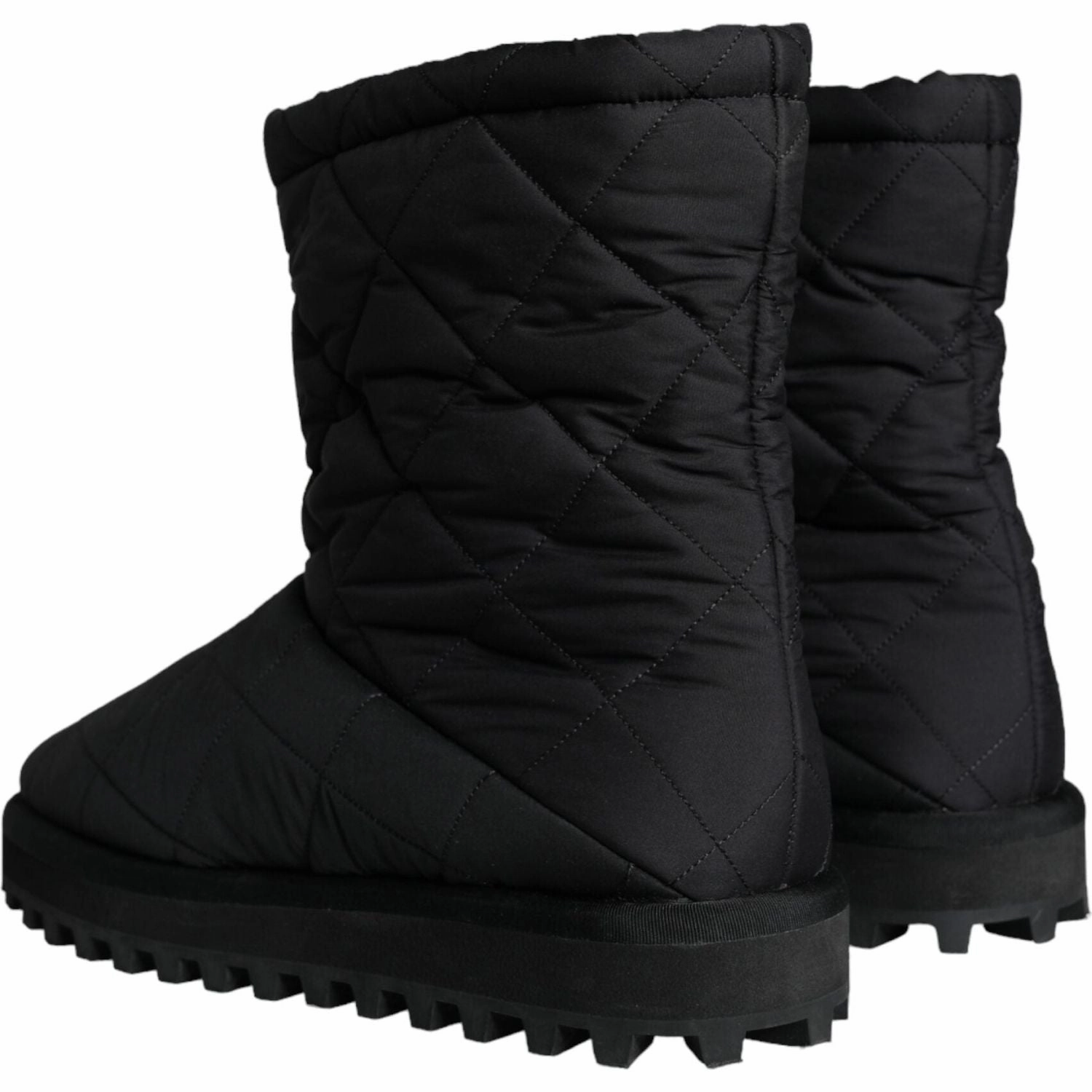 Camel Boots Dolce & Gabbana Black Nylon Padded Mid Calf Men Boots Shoes