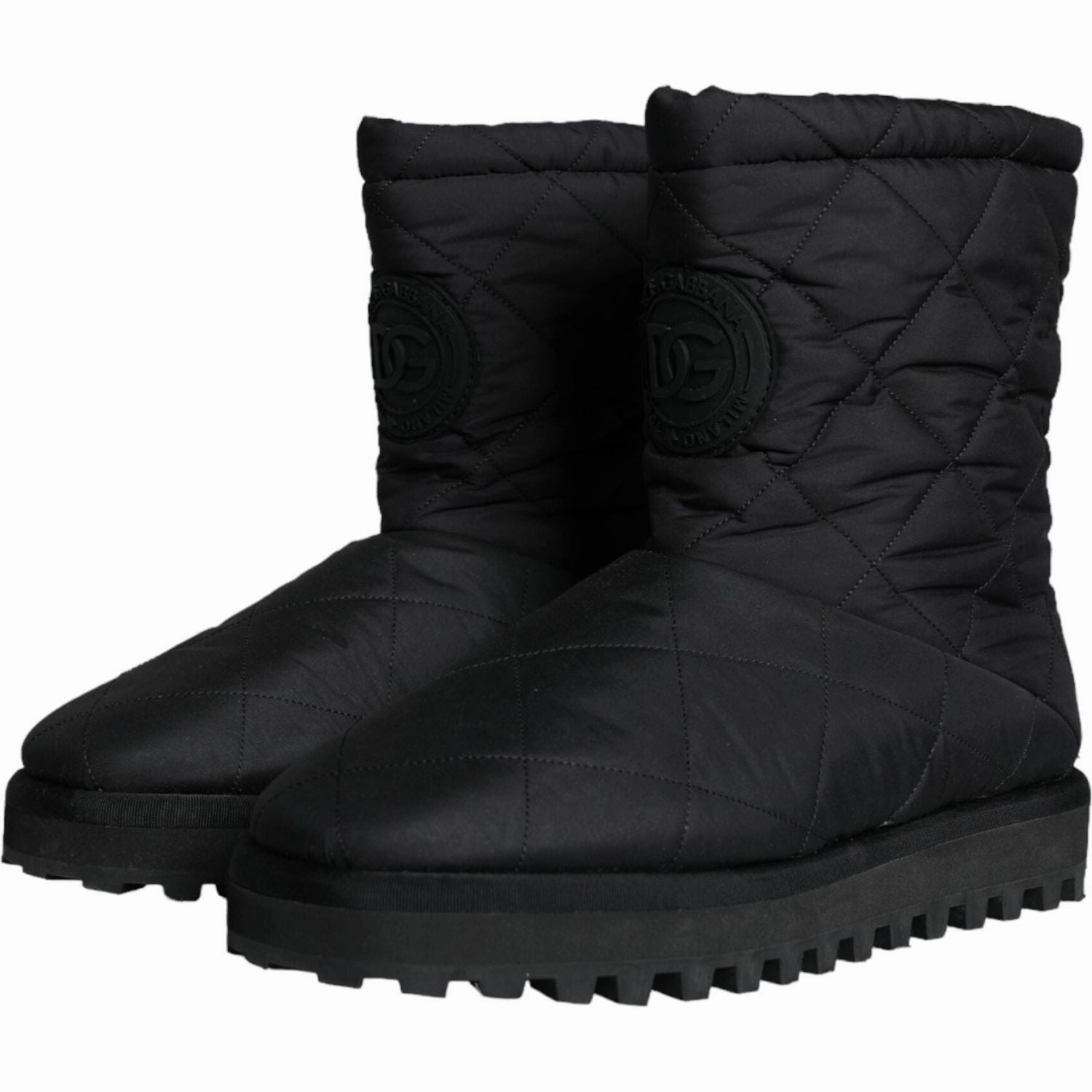 Dolce & Gabbana Black Nylon Padded Mid Calf Men Boots Shoes Wwii Boots