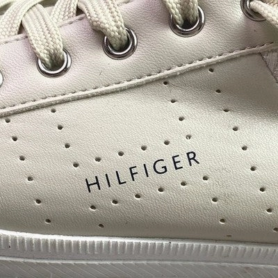 Tommy Hilfiger Shoes Womens 10M Taupe Leather Spell Out Logo Sneaker Sneakers Restaurant