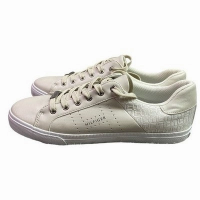 Tommy Hilfiger Shoes Womens 10M Taupe Leather Spell Out Logo Sneaker Ed Hardy Sneakers