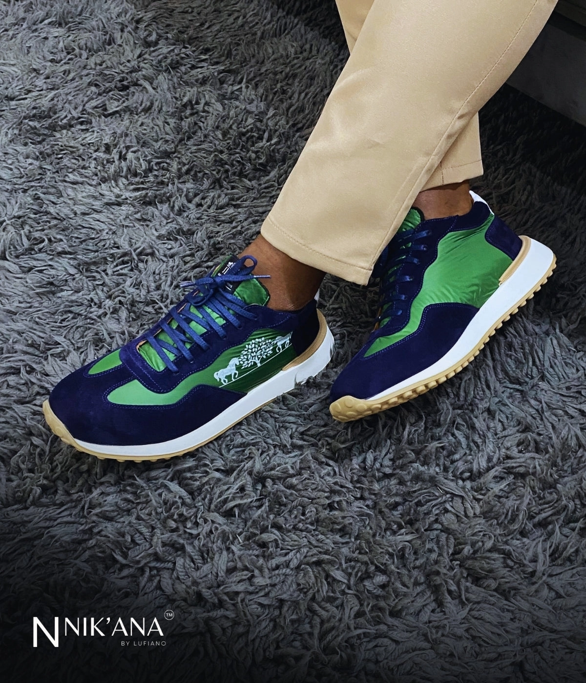 Flat Shoes Leather iLVi053-Lace up: Navy